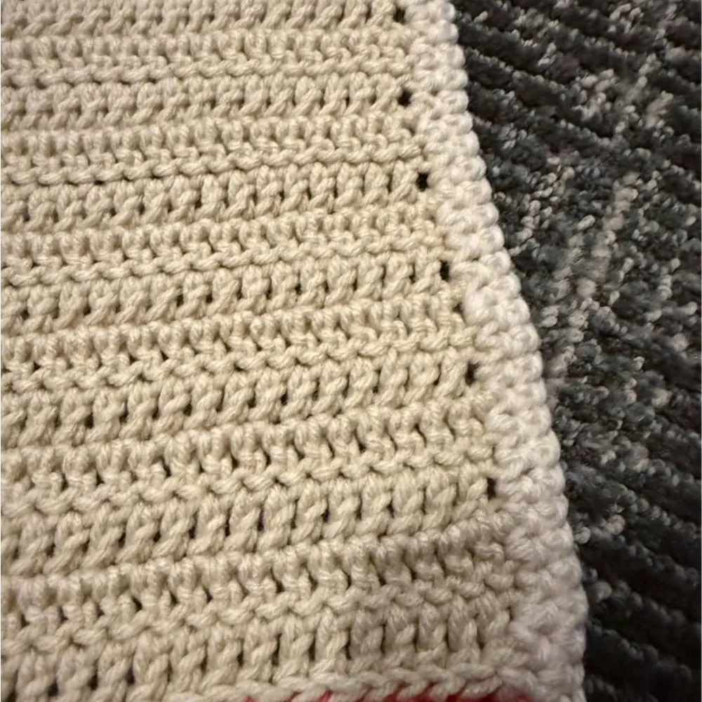 Handmade Cotton Red and Pink Checkered Knit Blanket